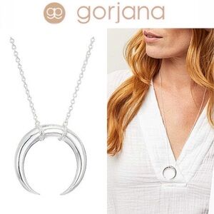 Gorjana Cayne Crescent Pendant Boho Chic Silver Moon Necklace 26"